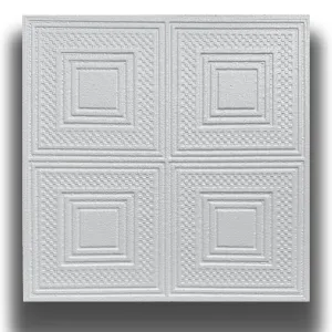 10 o 20mq (40 oppure 80 pezzi) di pannello decorativo a soffitto in polistirene compatto 50x50cm (spess. 1cm) EVORA