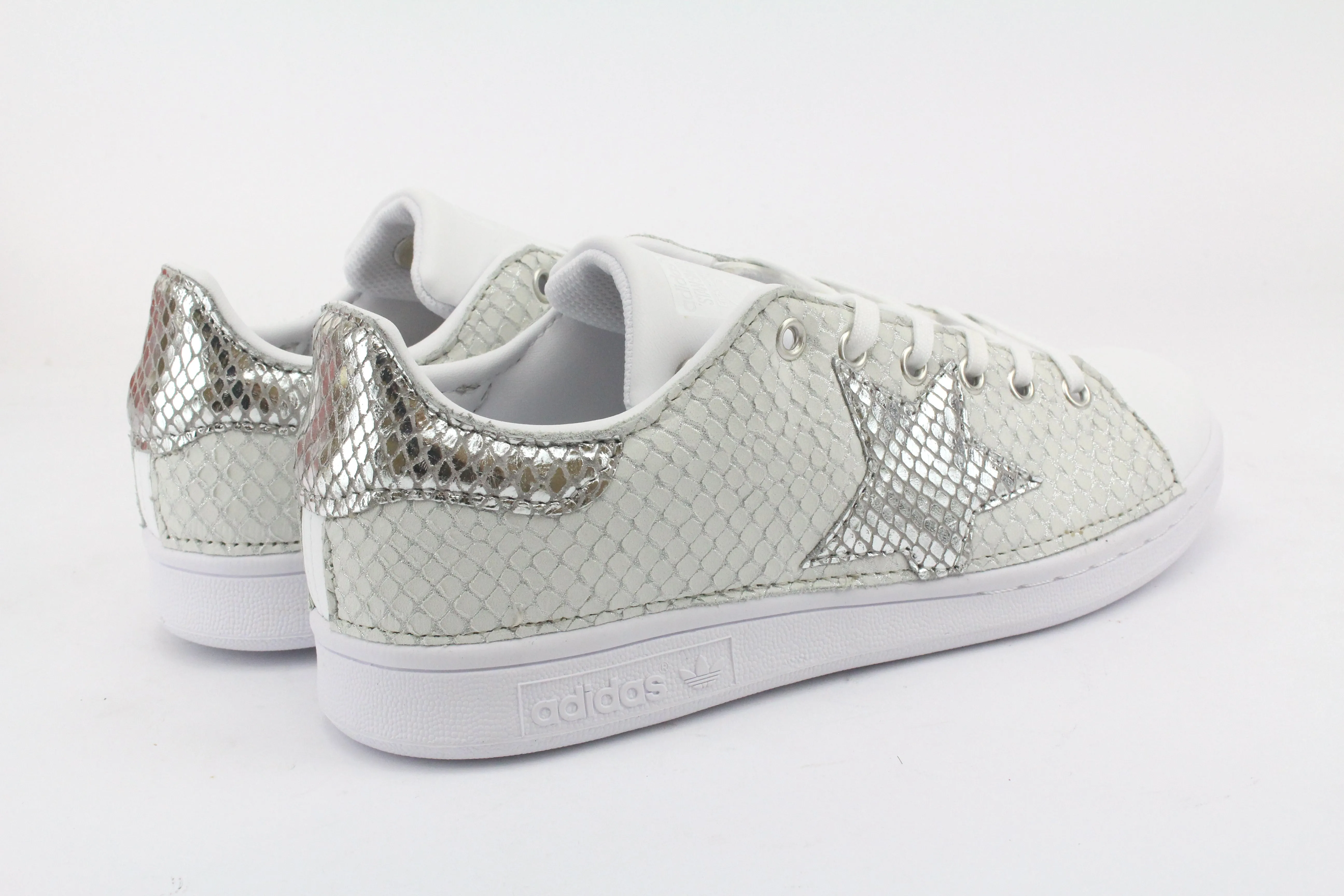 Adidas Stan Smith pelle Bianca Rettile e Stella Silver