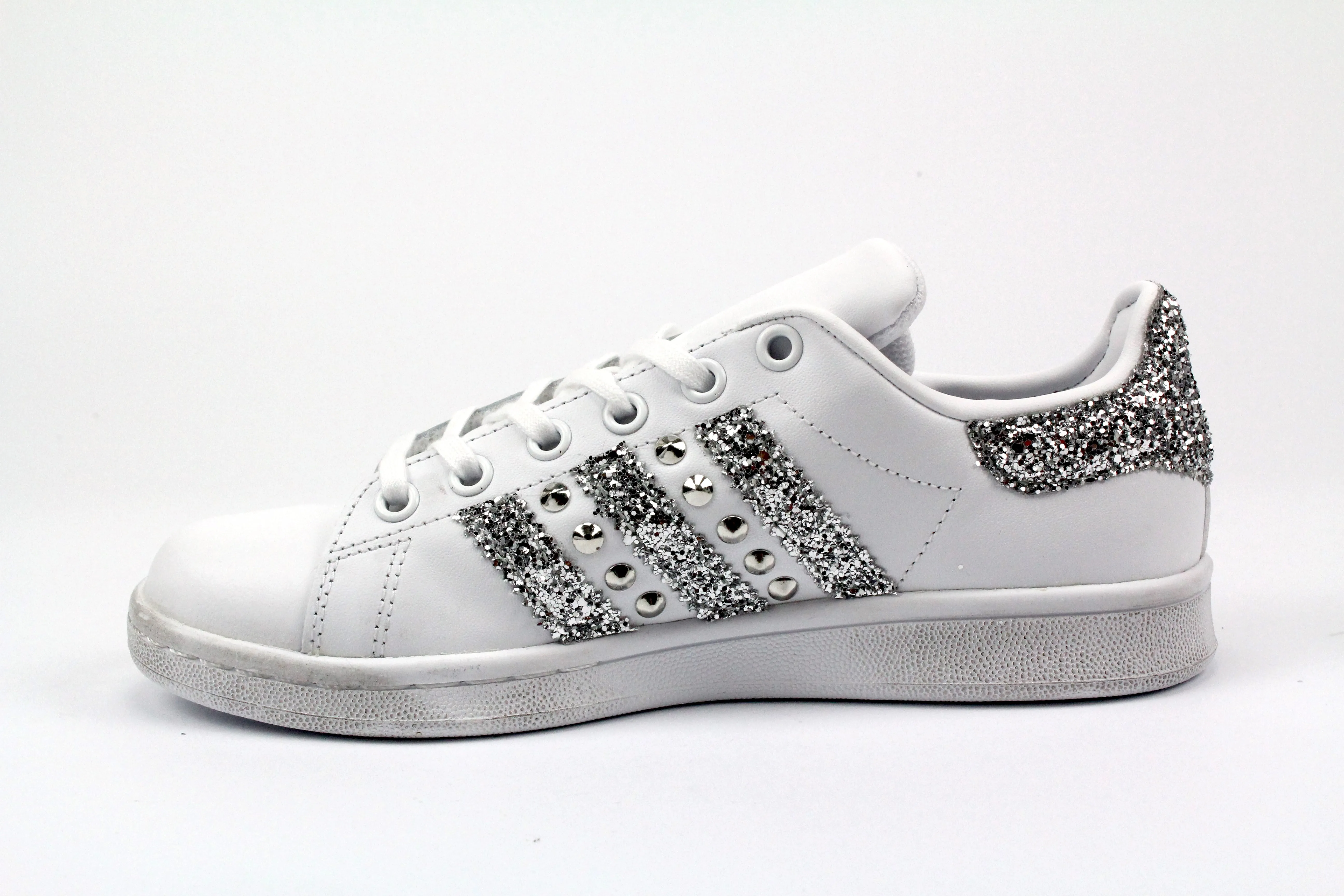 Adidas Stan Smith Silver Glitter & Borchie