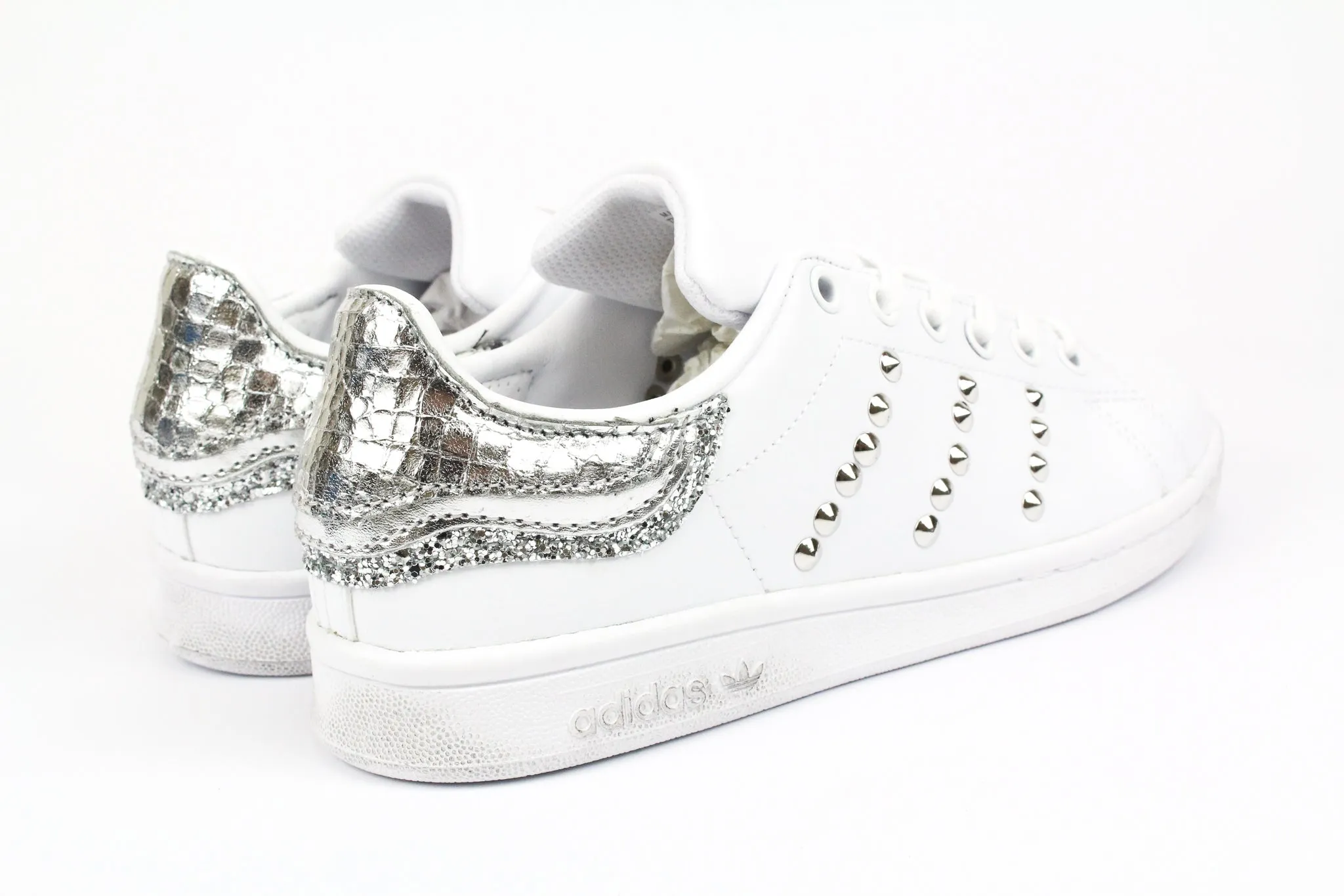 Adidas Stan Smith Silver Glitter Borchie & Cocco Laminato