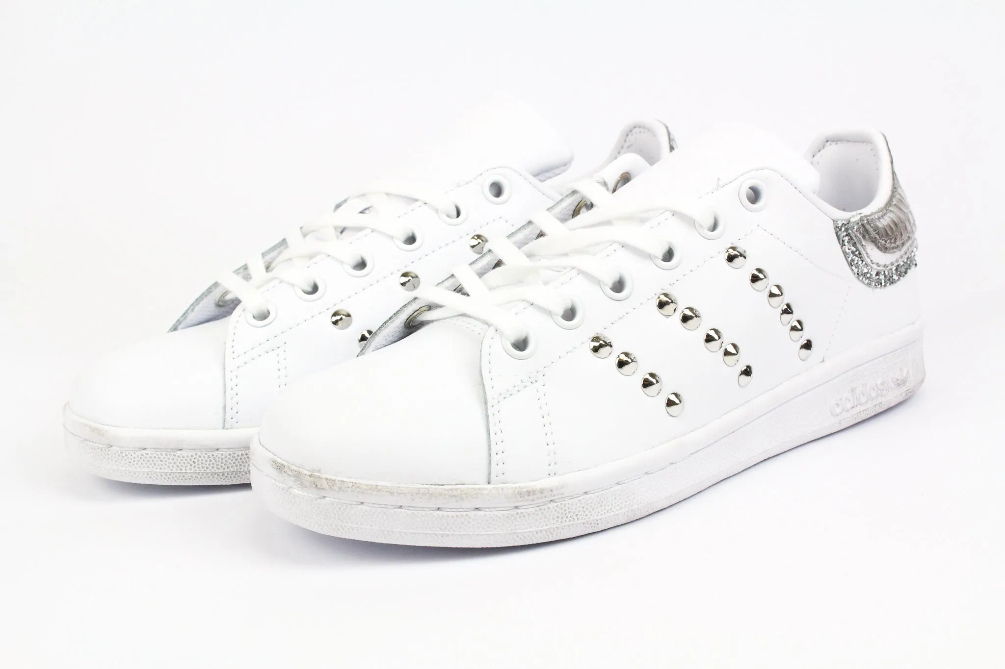 Adidas Stan Smith Silver Glitter Borchie & Cocco Laminato