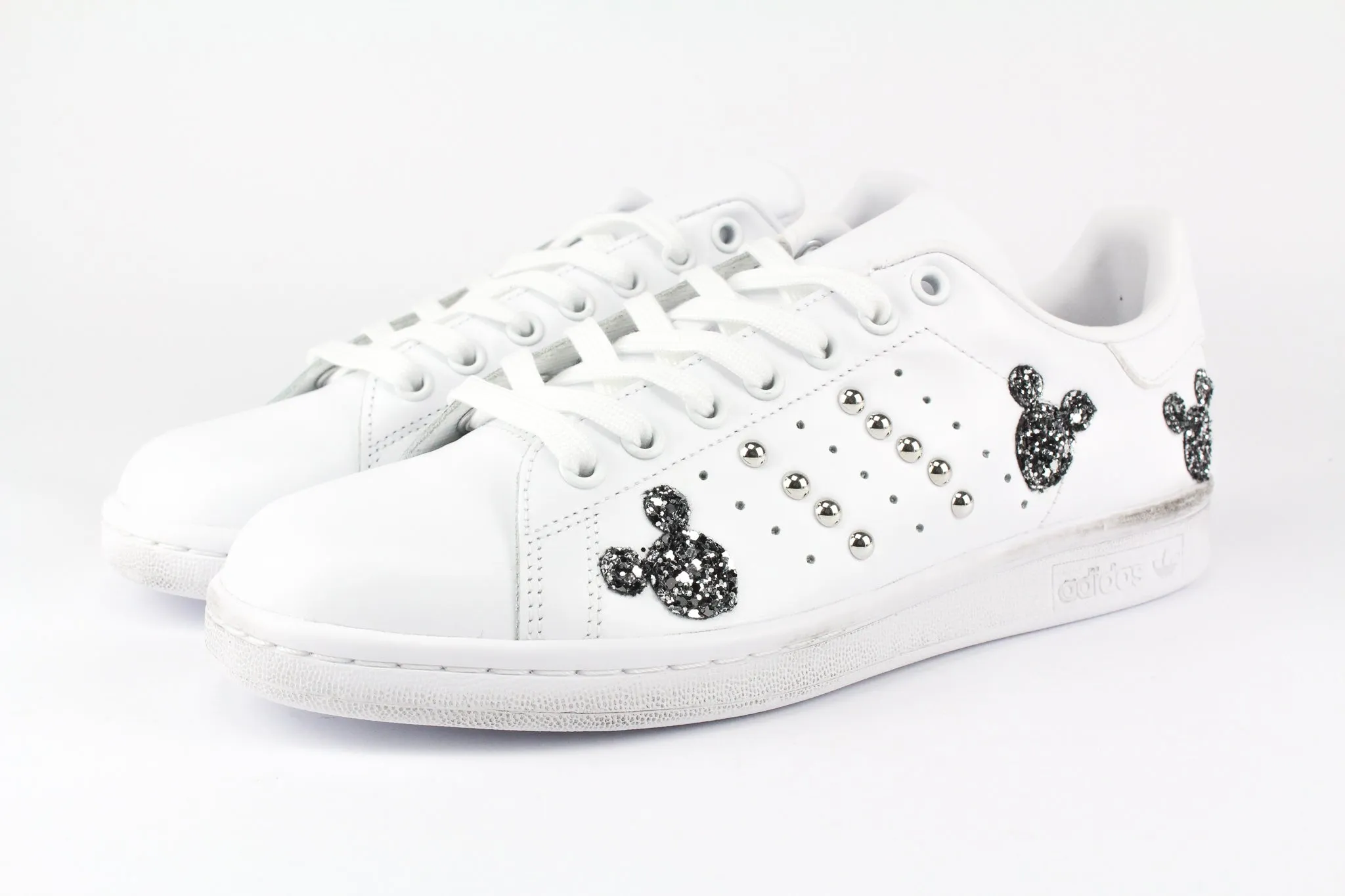 Adidas Stan Smith Topolini Black Silver Glitter & Borchie