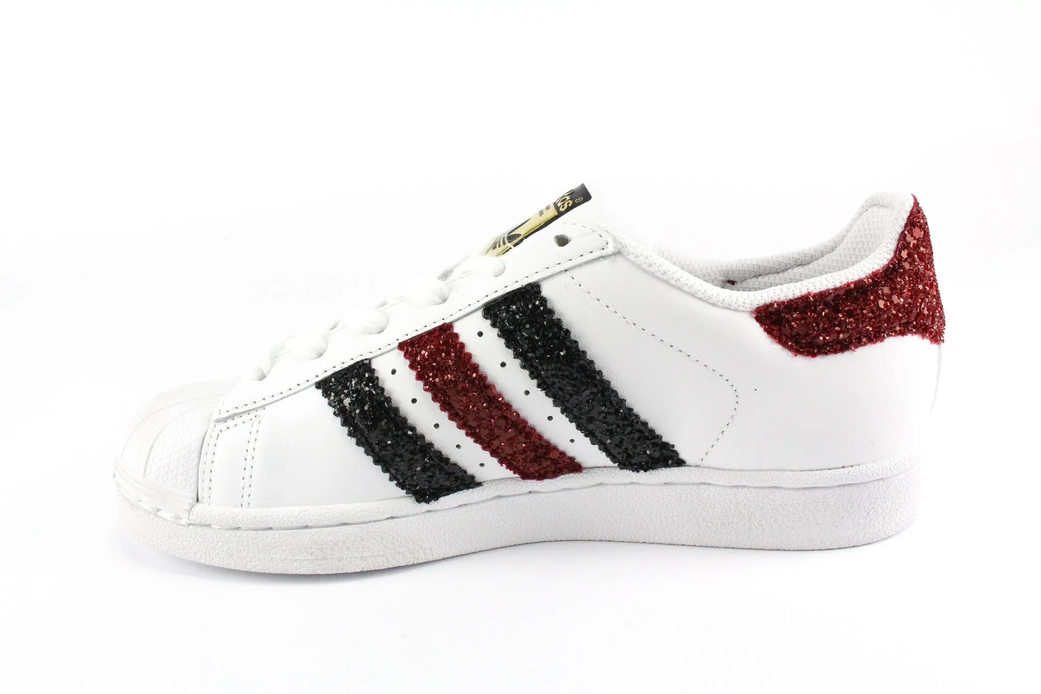 Adidas Superstar Burgundi & Black Glitter