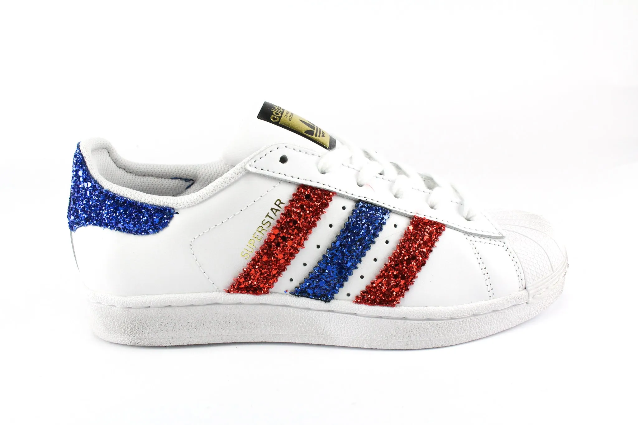 Adidas Superstar Red & Bluette Glitter