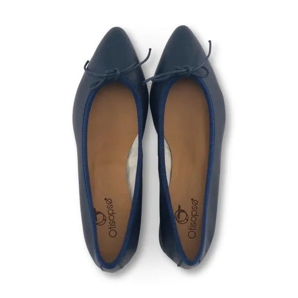 Ballerine blu in pelle e tacco 3cm