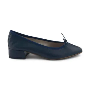 Ballerine blu in pelle e tacco 3cm