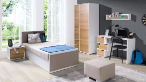 Bikova - Camera moderna singola completa con letto comodino scrivania e armadio