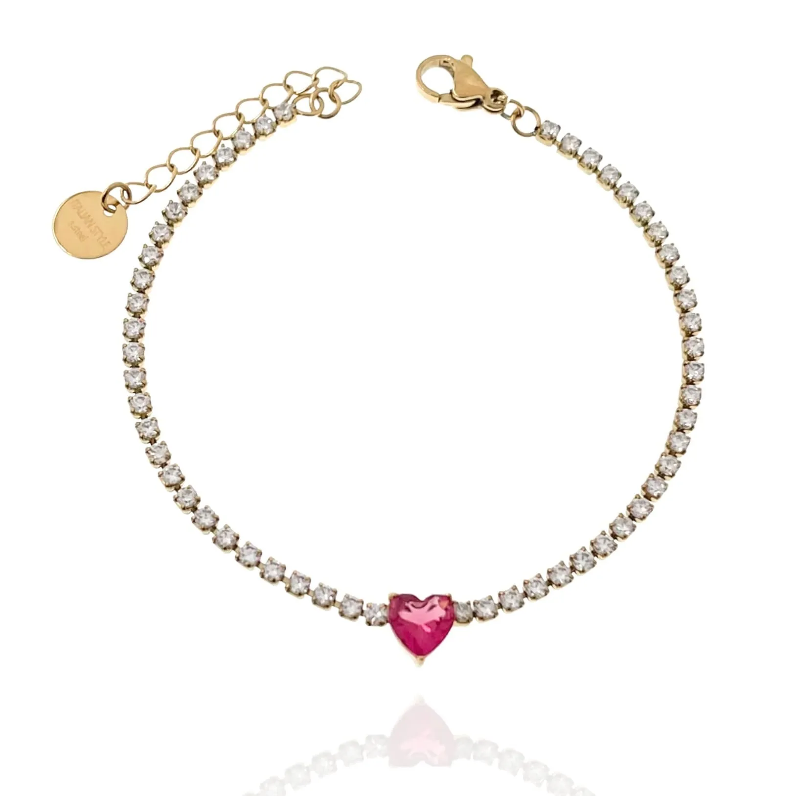 Bracciale Donna Tennis Strass Pietra Cuore Gioiello Elegante