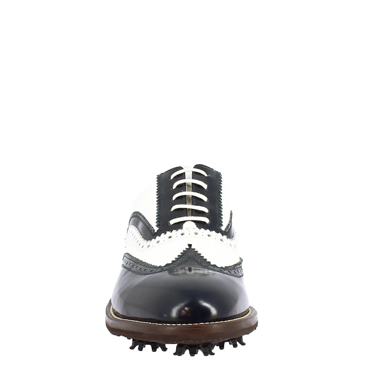 Scarpe da golf uomo bicolore bianco e blu in pelle