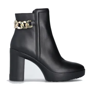 Scarpe Donna LIU JO Now 37 Stivaletti con Tacco in Pelle Nera con Catena