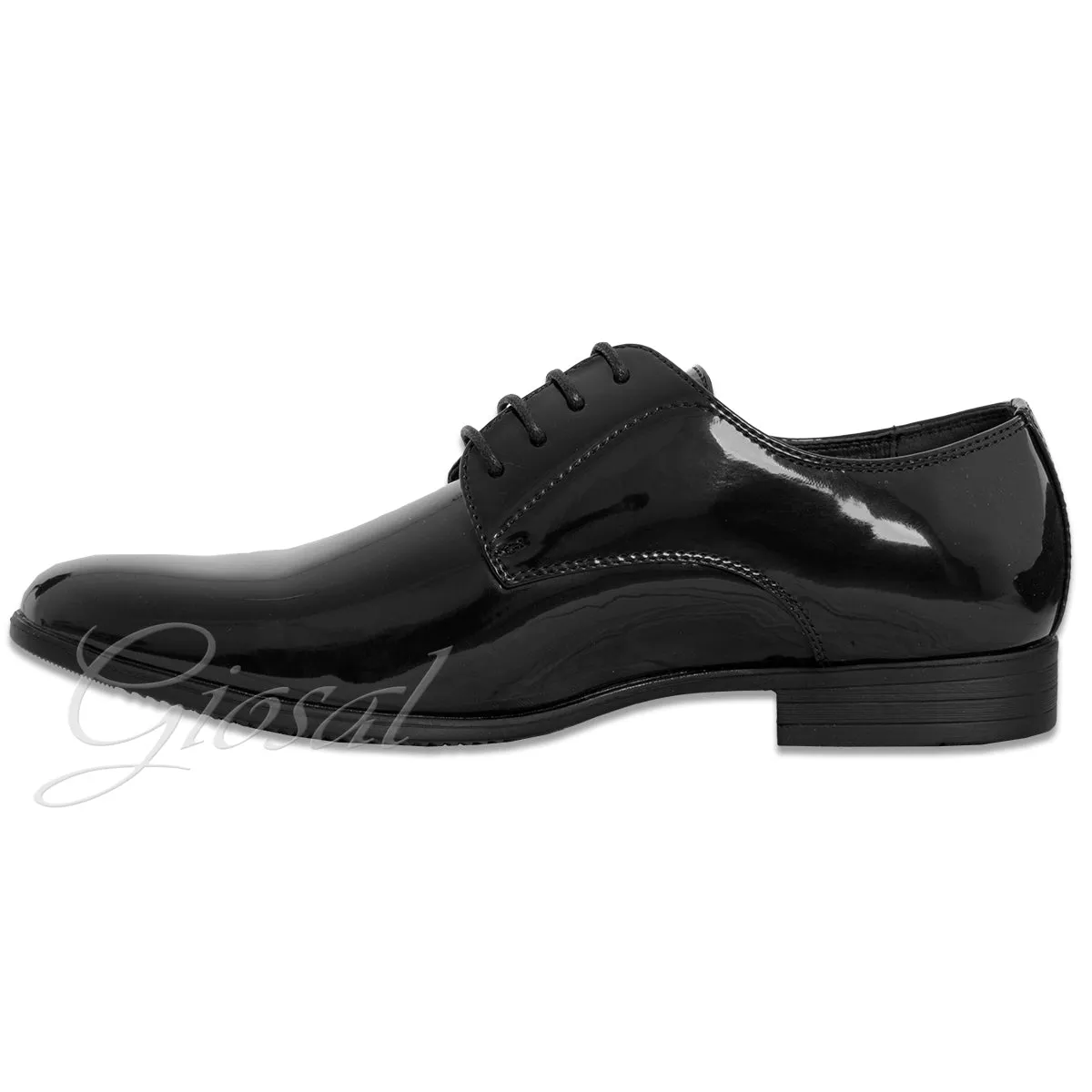 Scarpe Uomo Stringate Elegante Verniciata Nera Lucida Cerimonia Classica GIOSAL-S1053A