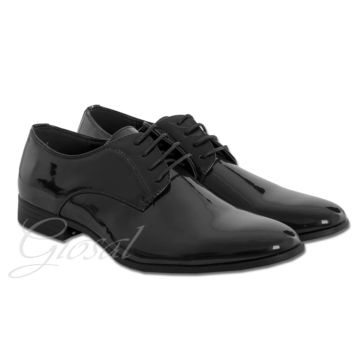 Scarpe Uomo Stringate Elegante Verniciata Nera Lucida Cerimonia Classica GIOSAL-S1053A