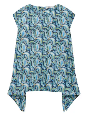 Top canotta donna Zephir Print in tessuto twill blu