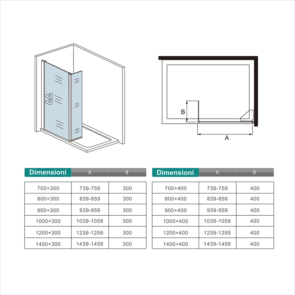 Walk In Parete Doccia 80-120cm   Paretina Mobile 30/40cm Vetro Temperato 8mm Anticalcare 2 Ripiani Mensole Barra Stabilizzatrice 90cm tagliabile